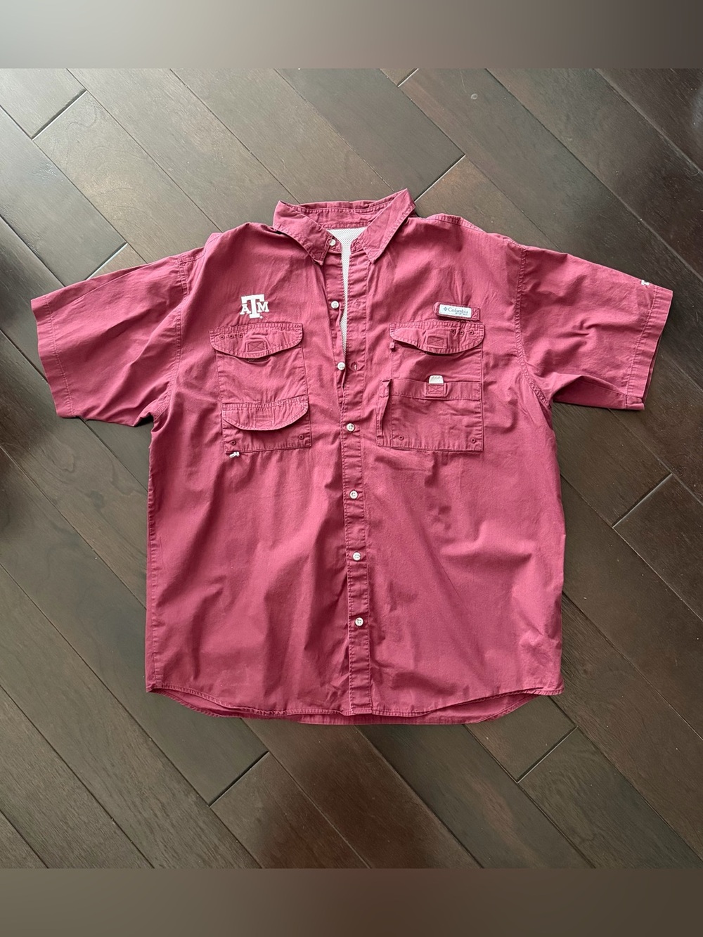 Columbia PFG Texas A&M Shirt Short Sleeve Mens 2XL XXL Aggies Button Up